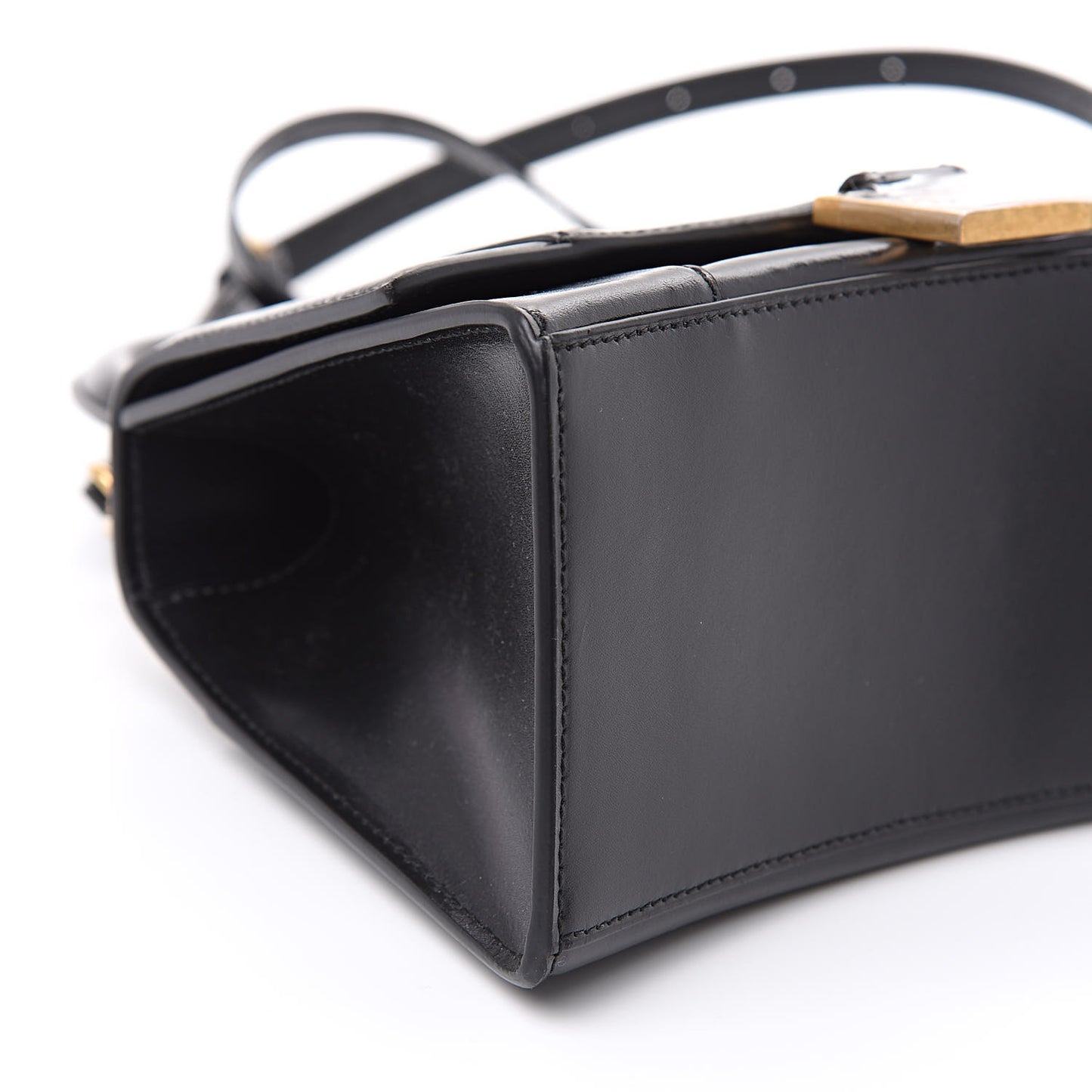 Shiny Box Calfskin Small Hourglass Top Handle Bag Black
