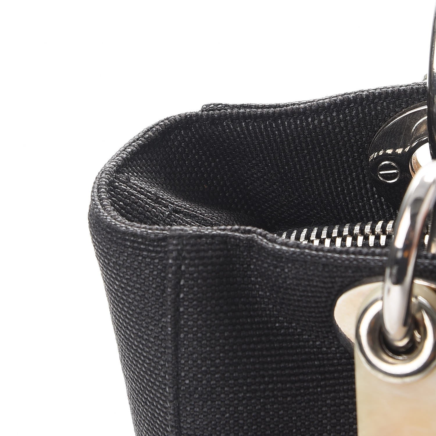 Christian Dior Canvas Medium Lady Dior Tote Bag Black 9 of 9