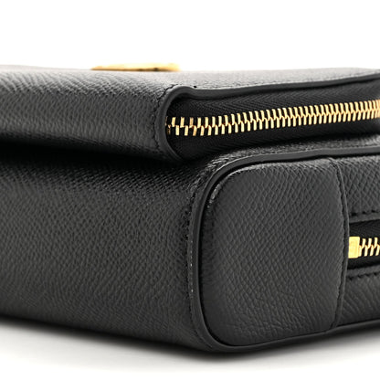 Christian Dior Grained Calfskin Caro Double Pouch Black 9 of 10