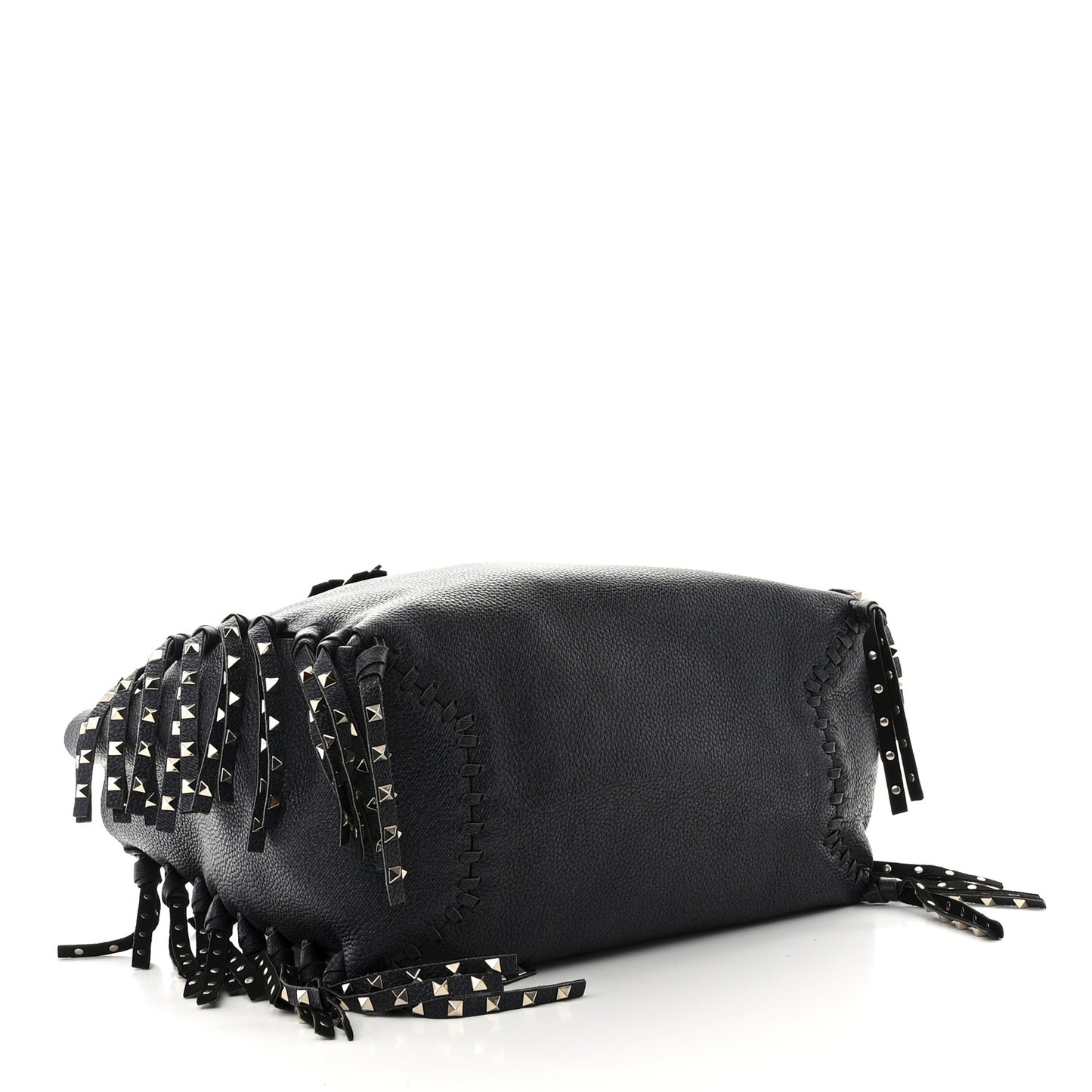 Grained Calfskin Rockstud C-Rockee Fringe Tote Deep Denim