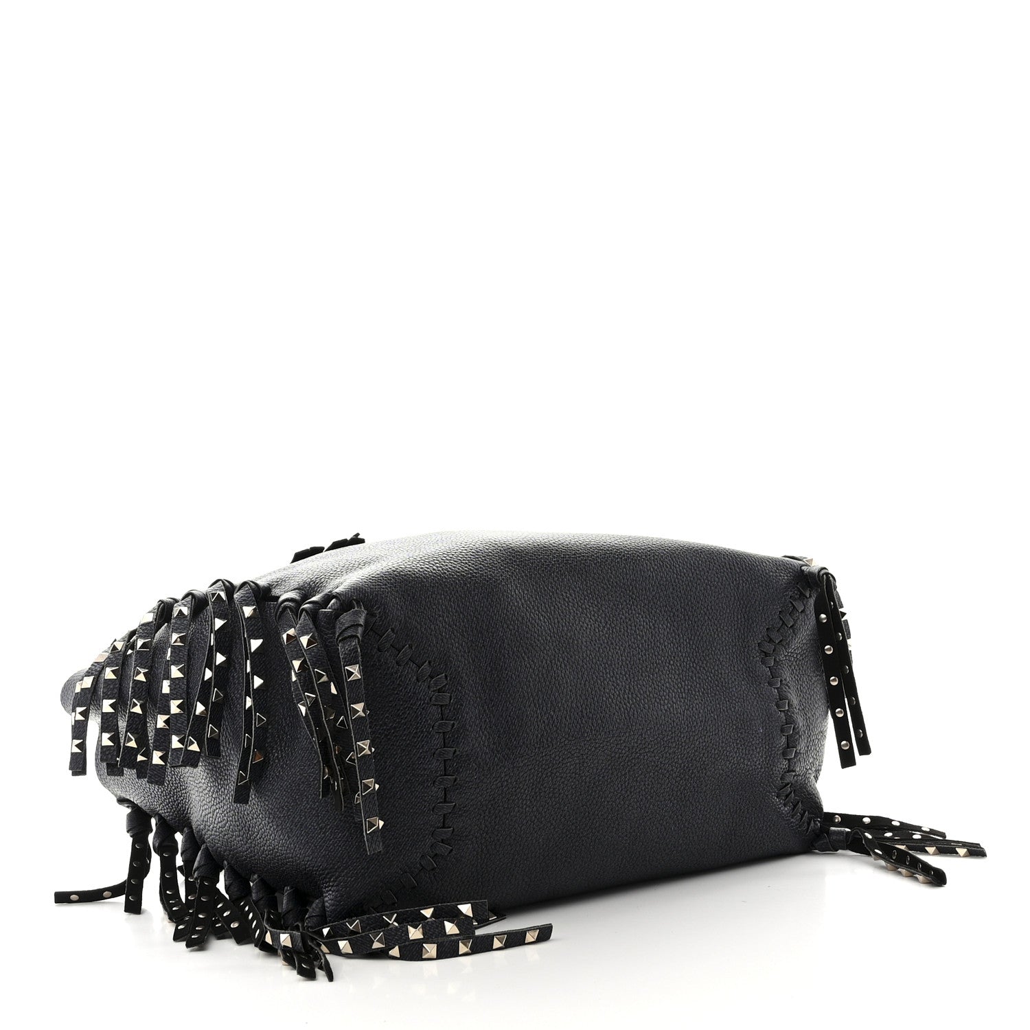 Valentino Garavani Grained Calfskin Rockstud C-Rockee Fringe Tote Deep Denim 4 of 9