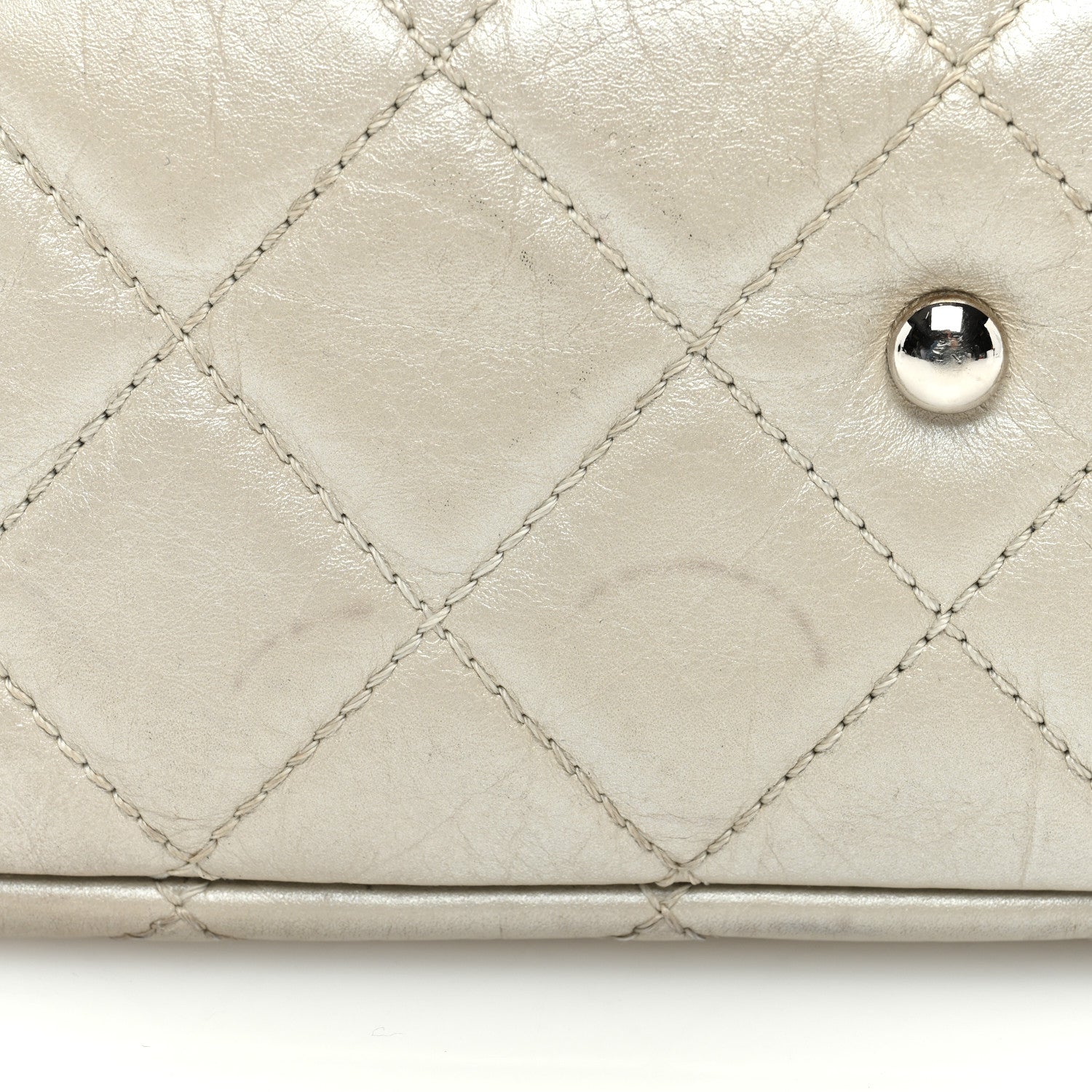 Chanel Metallic Aged Calfskin Quilted Small Cambon Reporter Argent Clair 12 of 12