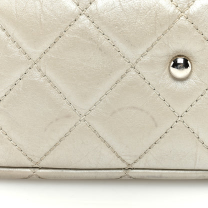 Chanel Metallic Aged Calfskin Quilted Small Cambon Reporter Argent Clair 12 of 12