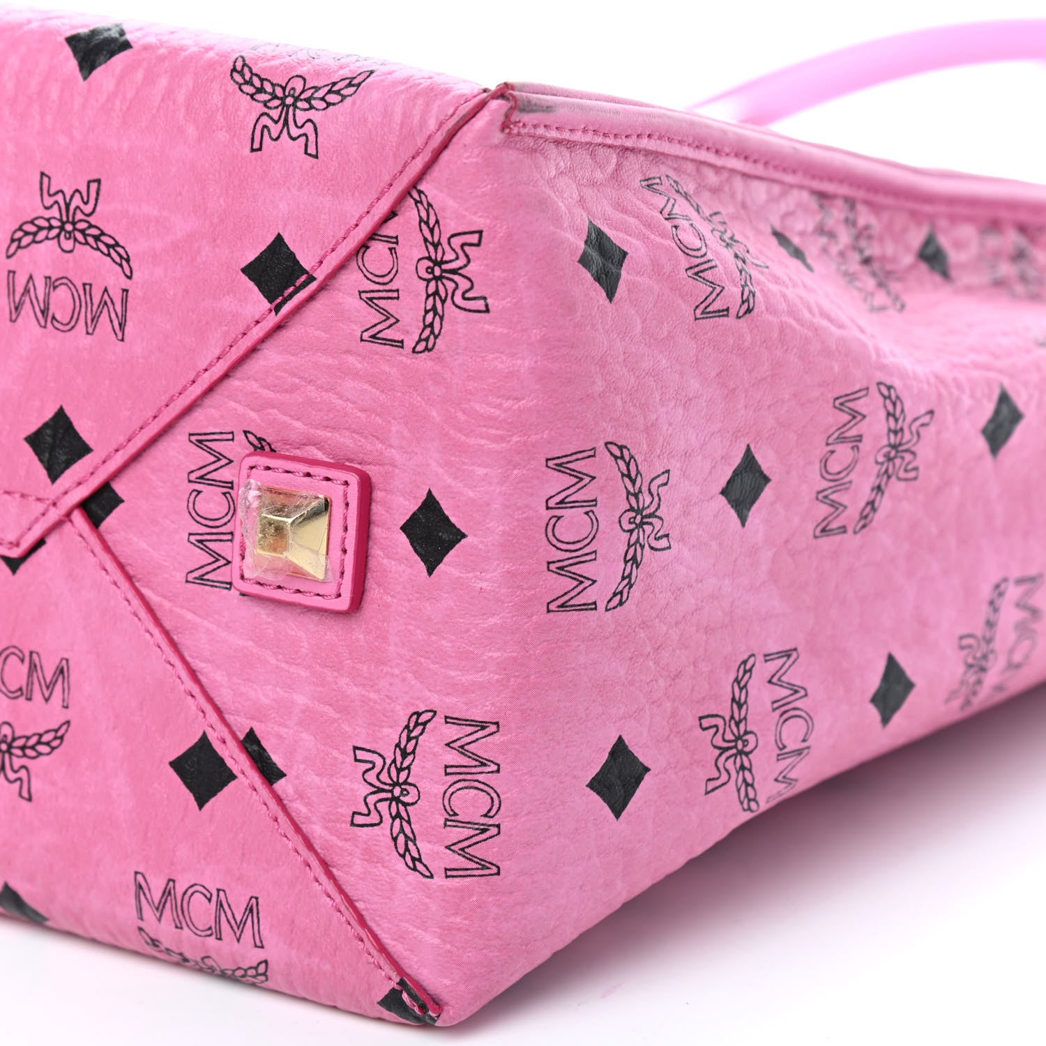 MCM Visetos Kira North South Shopper Tote Pink 8 of 8
