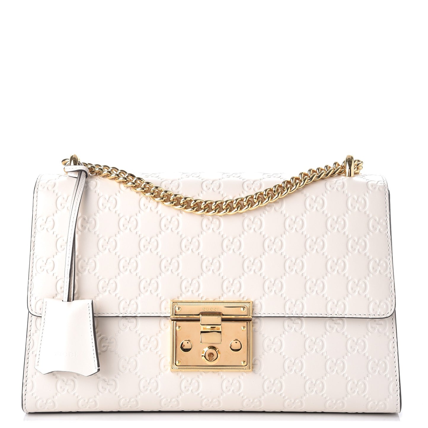 Guccissima Medium Padlock Shoulder Bag Mystic White