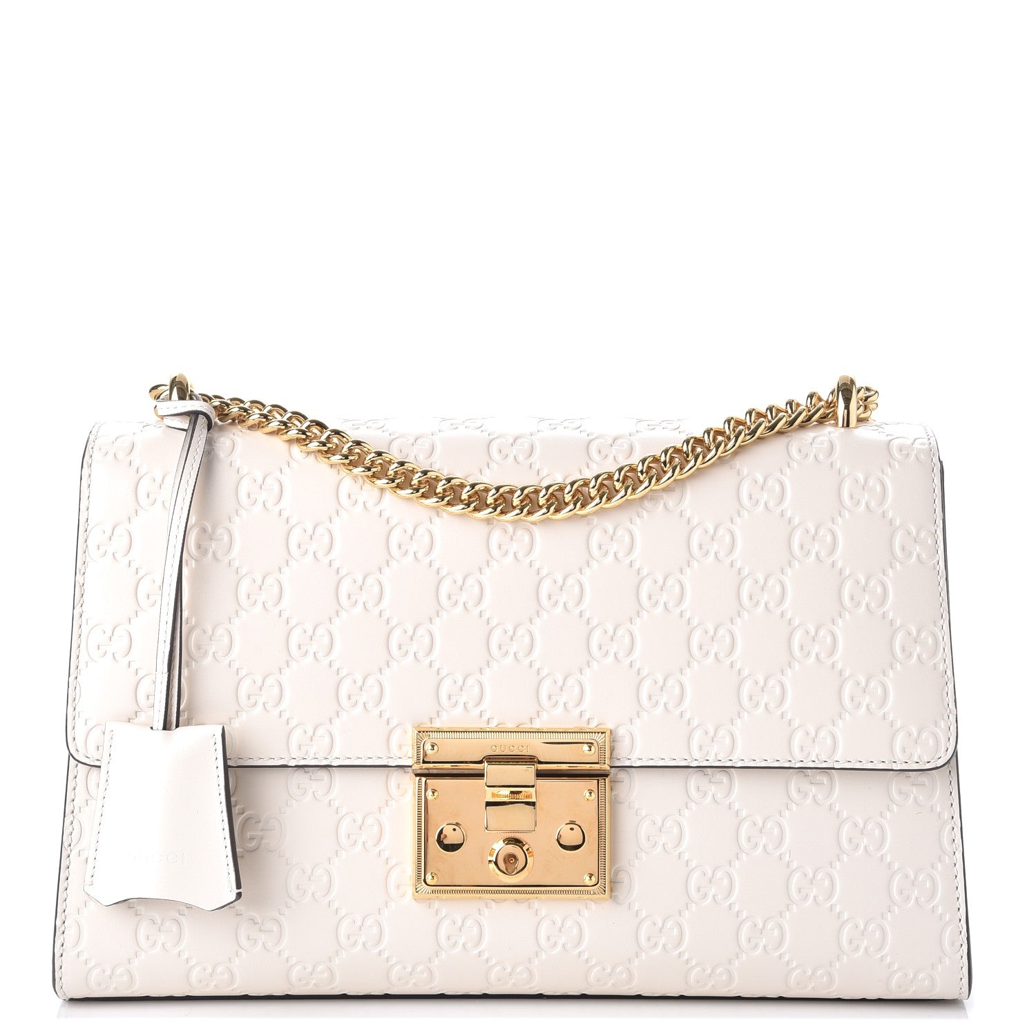 Gucci Guccissima Medium Padlock Shoulder Bag Mystic White 1 of 8