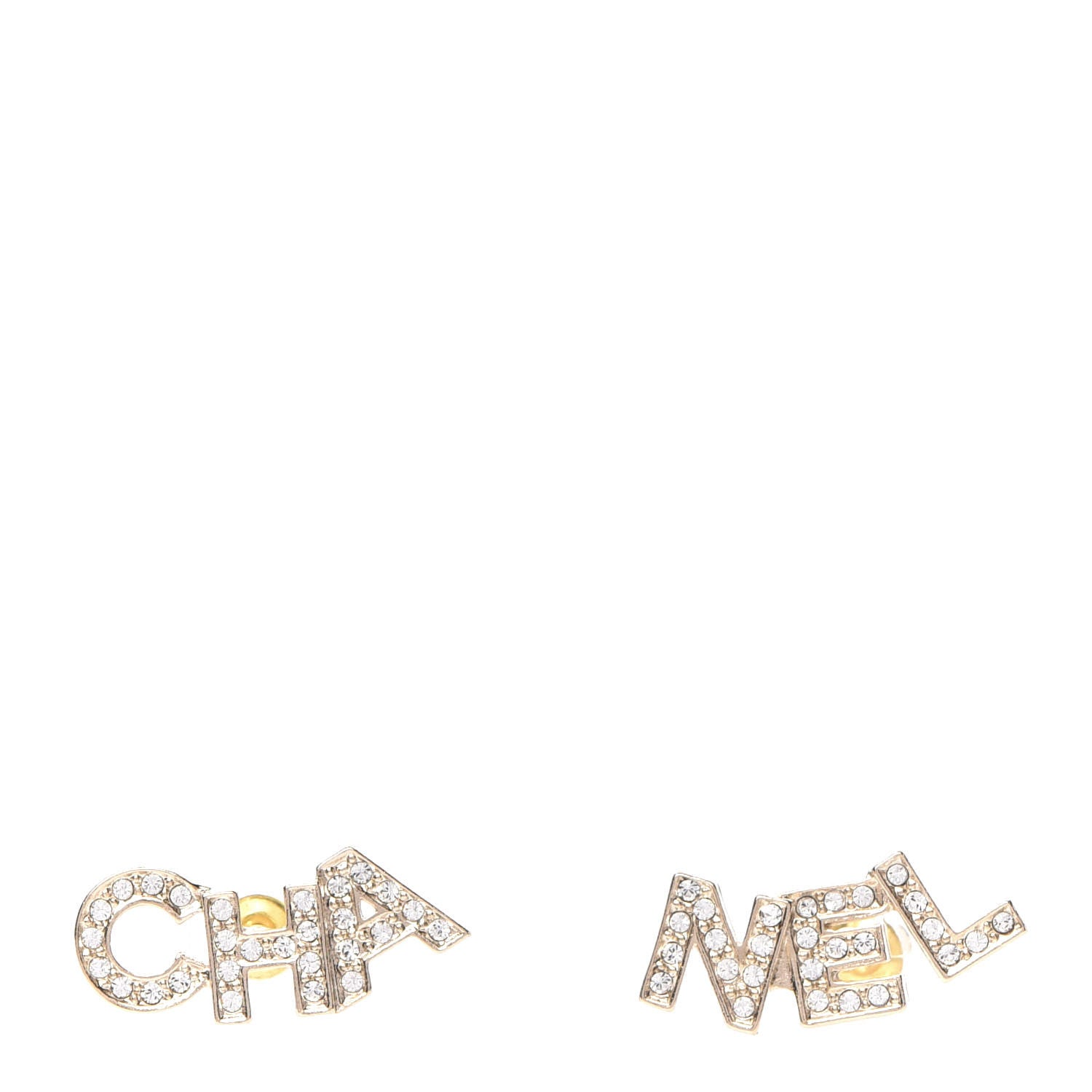 Chanel Crystal Pearl Signature Stud Earrings Gold 1 of 5