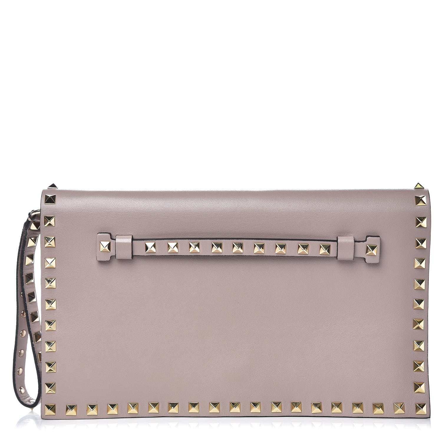 Valentino Garavani Nappa Rockstud Wristlet Clutch Poudre 1 of 11