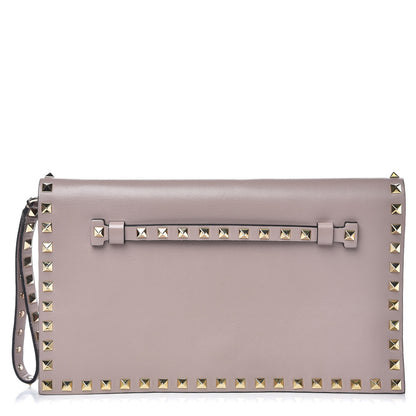 Valentino Garavani Nappa Rockstud Wristlet Clutch Poudre 1 of 11