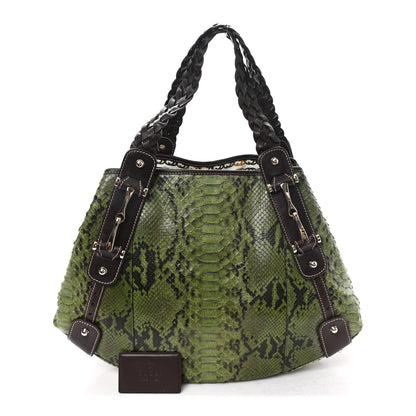 Gucci Snakeskin Medium Pelham Tote Green Brown 3 of 12