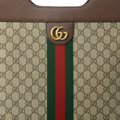 Gucci GG Supreme Monogram Textured Calfskin Web Medium Ophidia Slip Handle Tote Beige Ebony New Acero 11 of 12