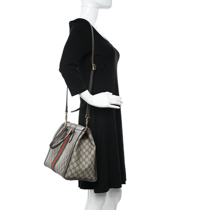 Gucci GG Supreme Monogram Web Medium Ophidia Tote Bag Brown 2 of 11