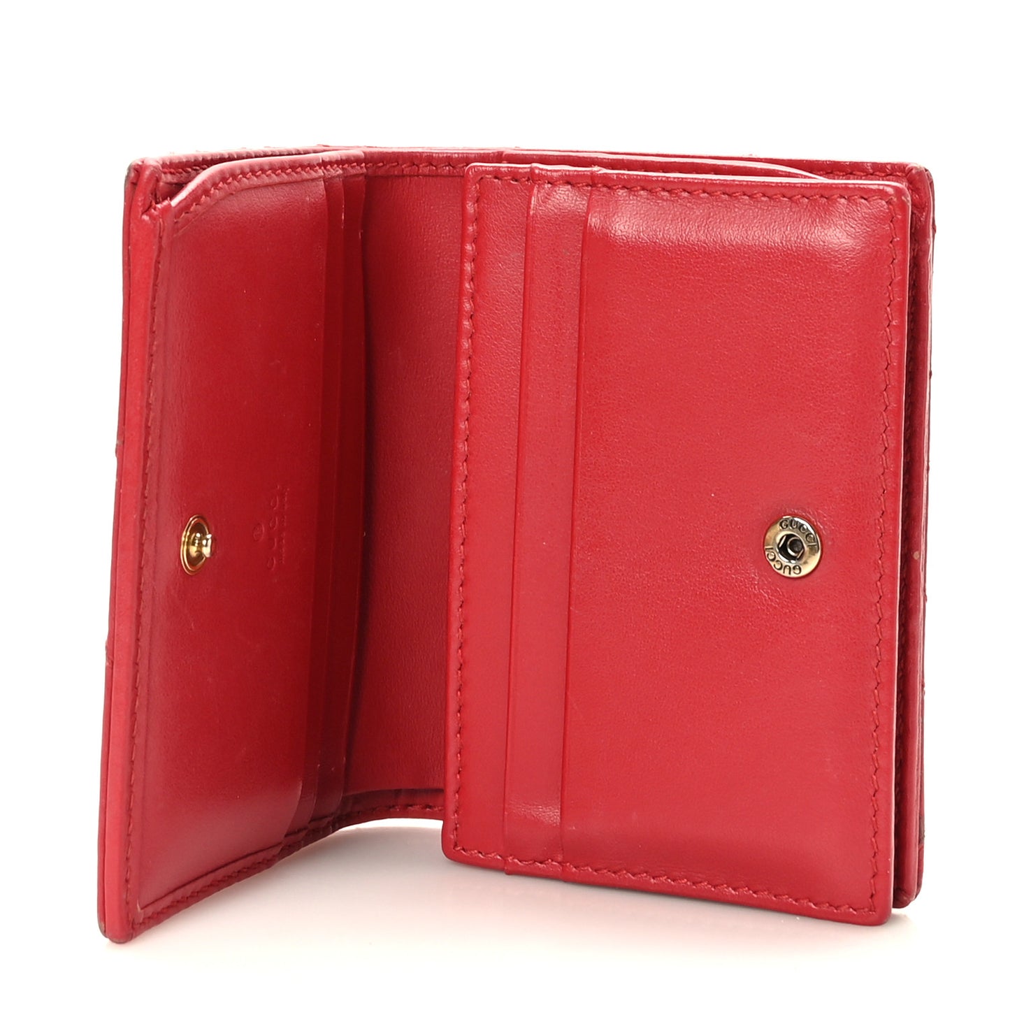 Calfskin Matelasse GG Marmont Card Case Wallet Hibiscus Red