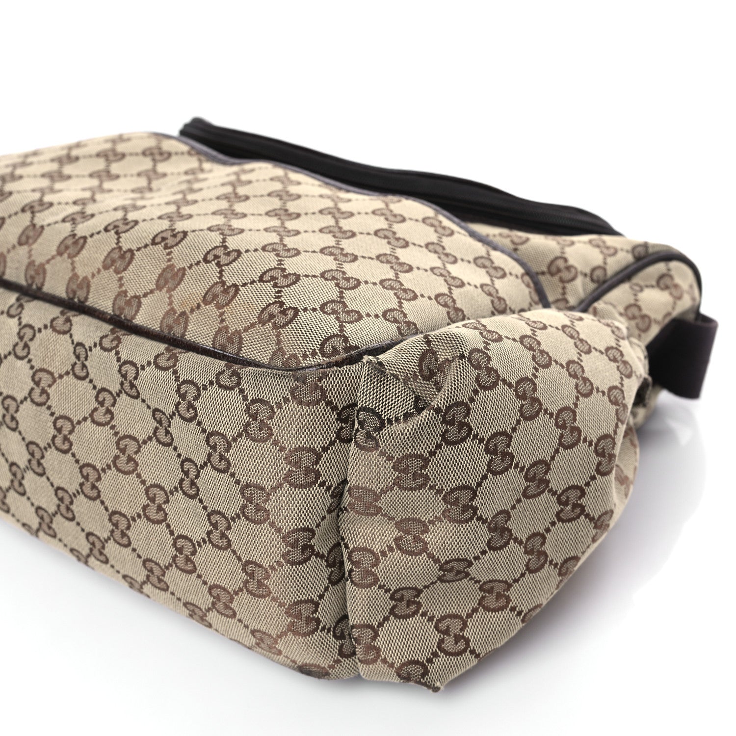 Gucci Monogram Natural Pigskin Large Diaper Bag Beige Ebony Cocoa Dark Chocolate 10 of 10