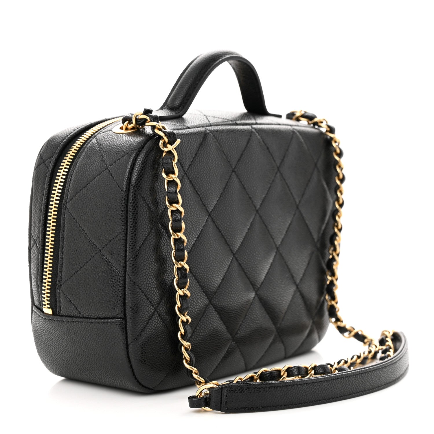 Chanel Caviar Quilted CC Small Top Handle Vanity Case Black 2 of 12