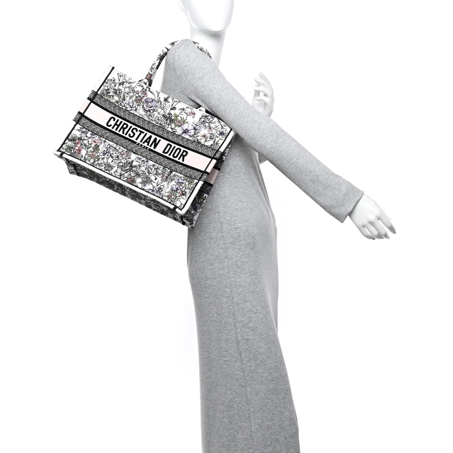 Christian Dior Canvas Embroidered Medium Flowers Book Tote White 2 of 9