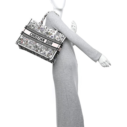 Christian Dior Canvas Embroidered Medium Flowers Book Tote White 2 of 9