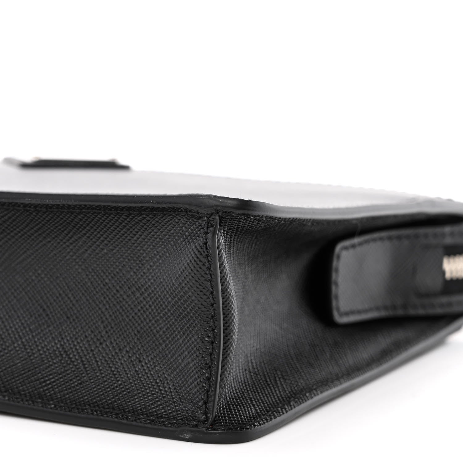 Prada Saffiano Travel Metal Triangle Logo Wristlet Pouch Black 10 of 10