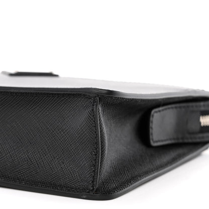 Prada Saffiano Travel Metal Triangle Logo Wristlet Pouch Black 10 of 10