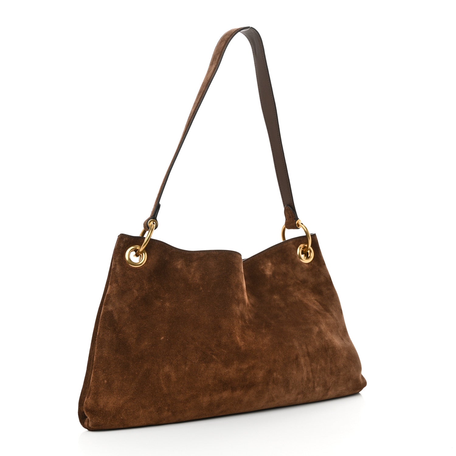 Prada Suede Large Etude Shoulder Bag Cocoa Brown 3 of 9