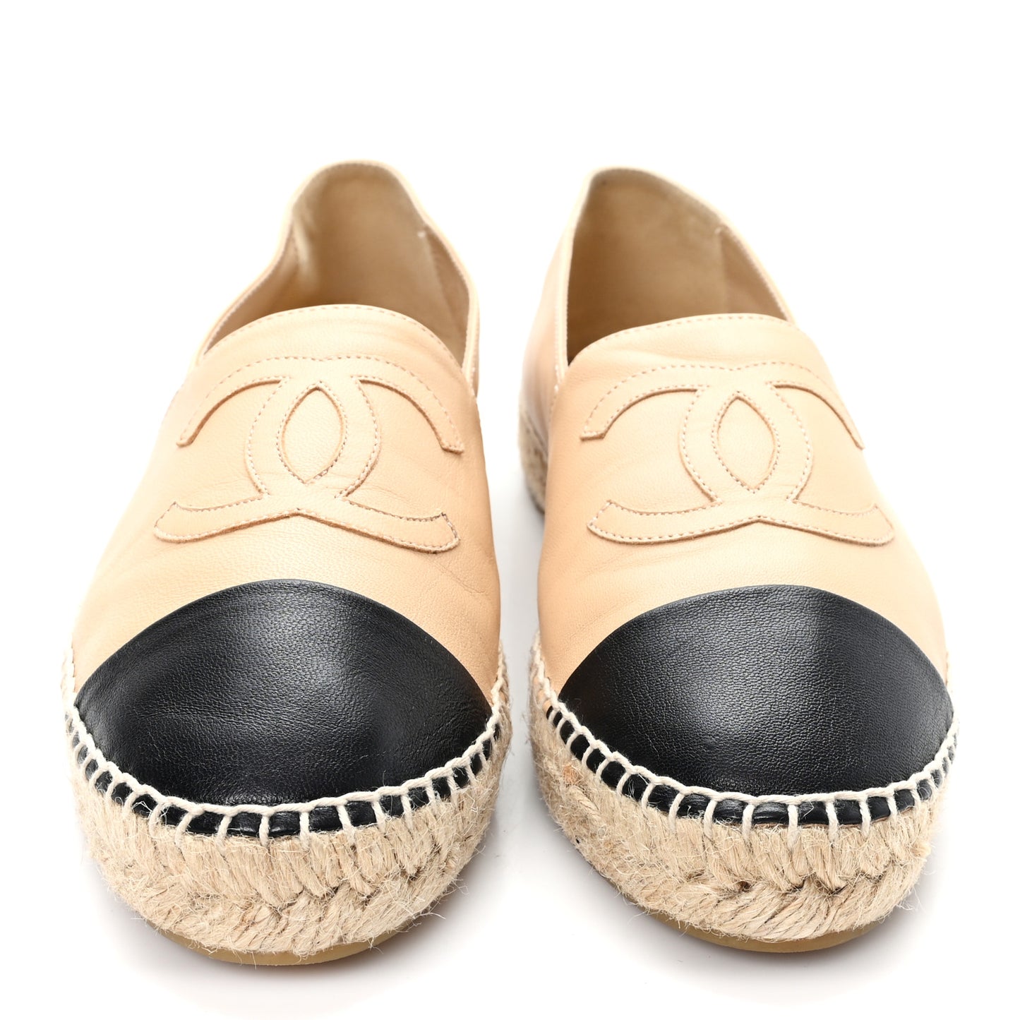 Lambskin CC Espadrilles 39 Beige Black