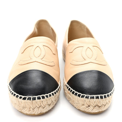 Chanel Lambskin CC Espadrilles 39 Beige Black 3 of 9
