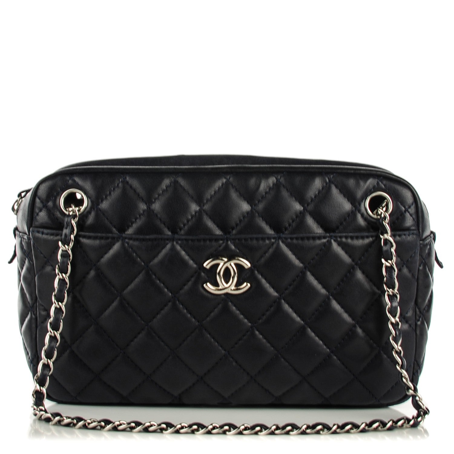 Chanel Lambskin Quilted Medium Camera Case Navy 1 of 7
