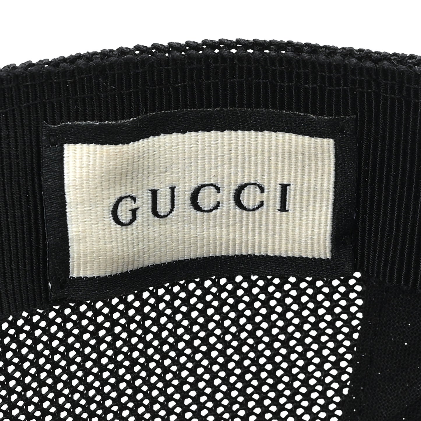 Nylon Light Mesh Dollar Calfskin GG Monogram Baseball Hat M Black