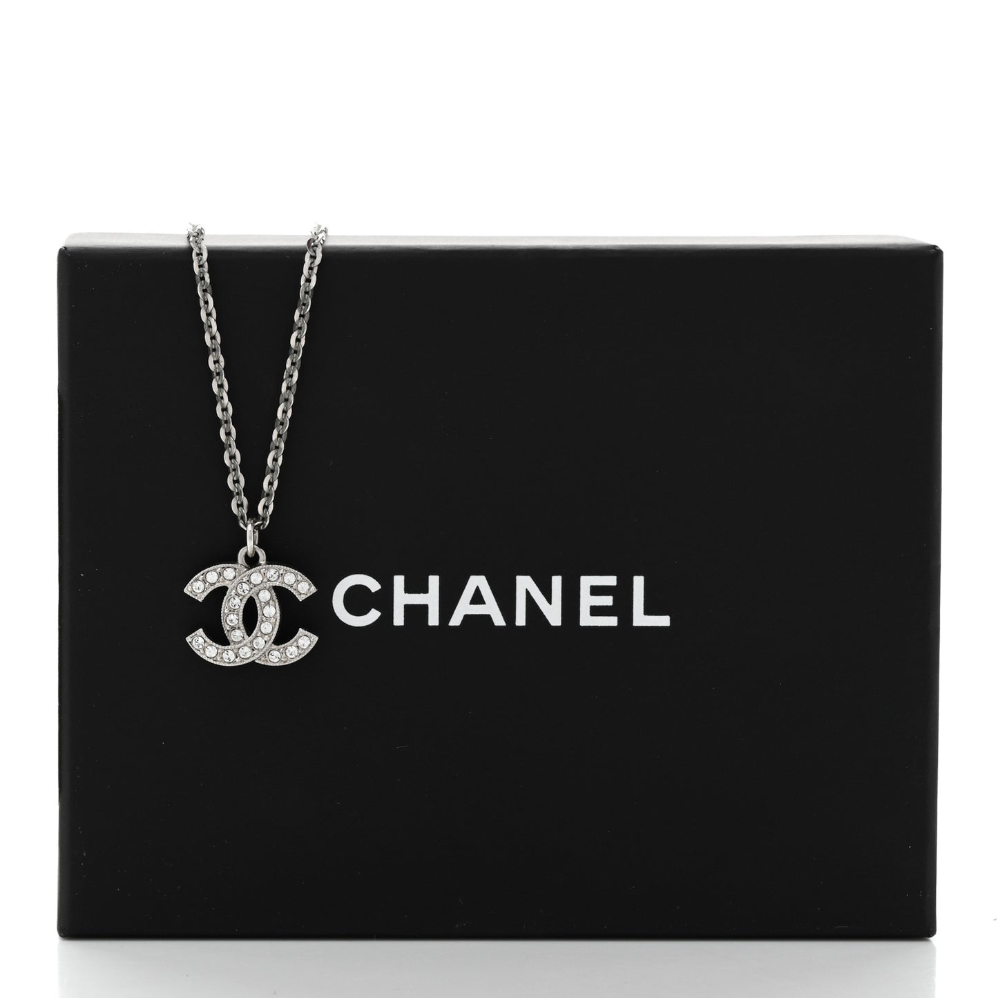 Crystal CC Pendant Necklace Silver