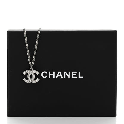 Chanel Crystal CC Pendant Necklace Silver 6 of 6