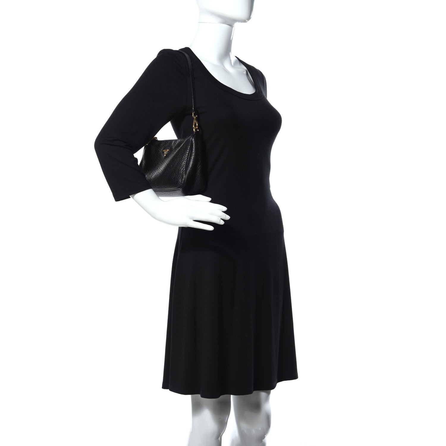 Prada Vitello Daino Pochette Bag Black 2 of 9