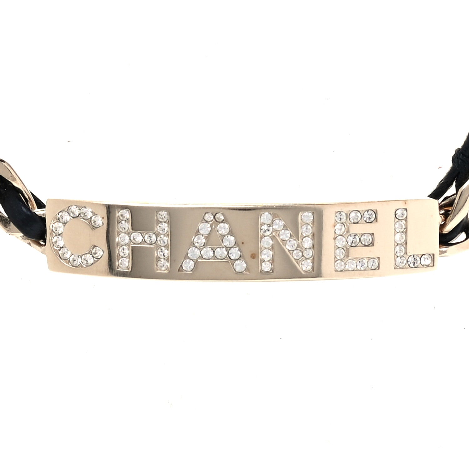 Chanel Metal Lambskin Crystal Sergeant Chanel Choker Necklace Black Gold 2 of 4
