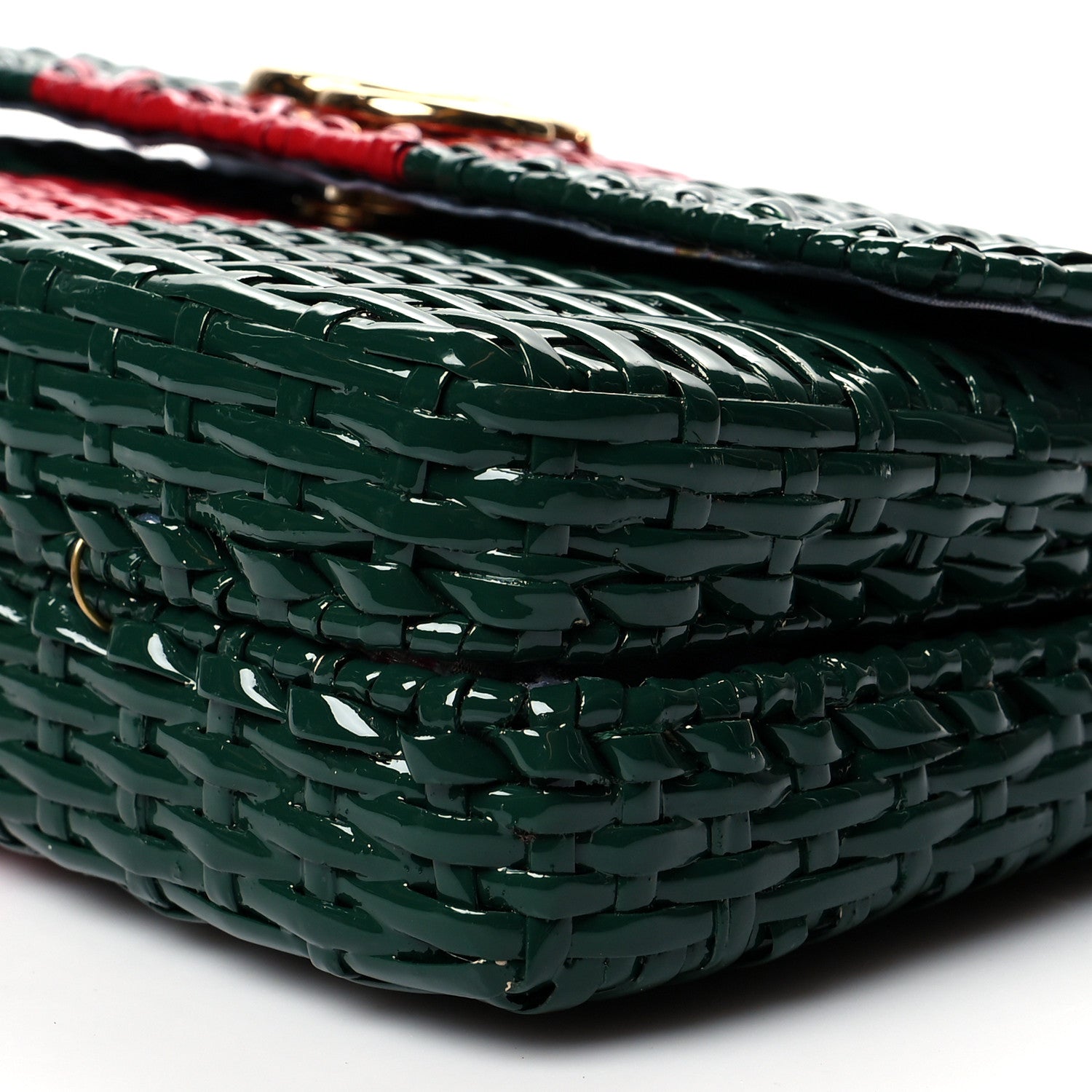 Gucci Glazed Wicker Stripe Small Cestino Shoulder Bag Green 11 of 11