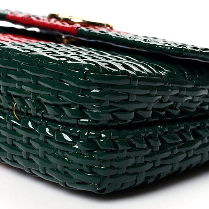 Gucci Glazed Wicker Stripe Small Cestino Shoulder Bag Green 11 of 11