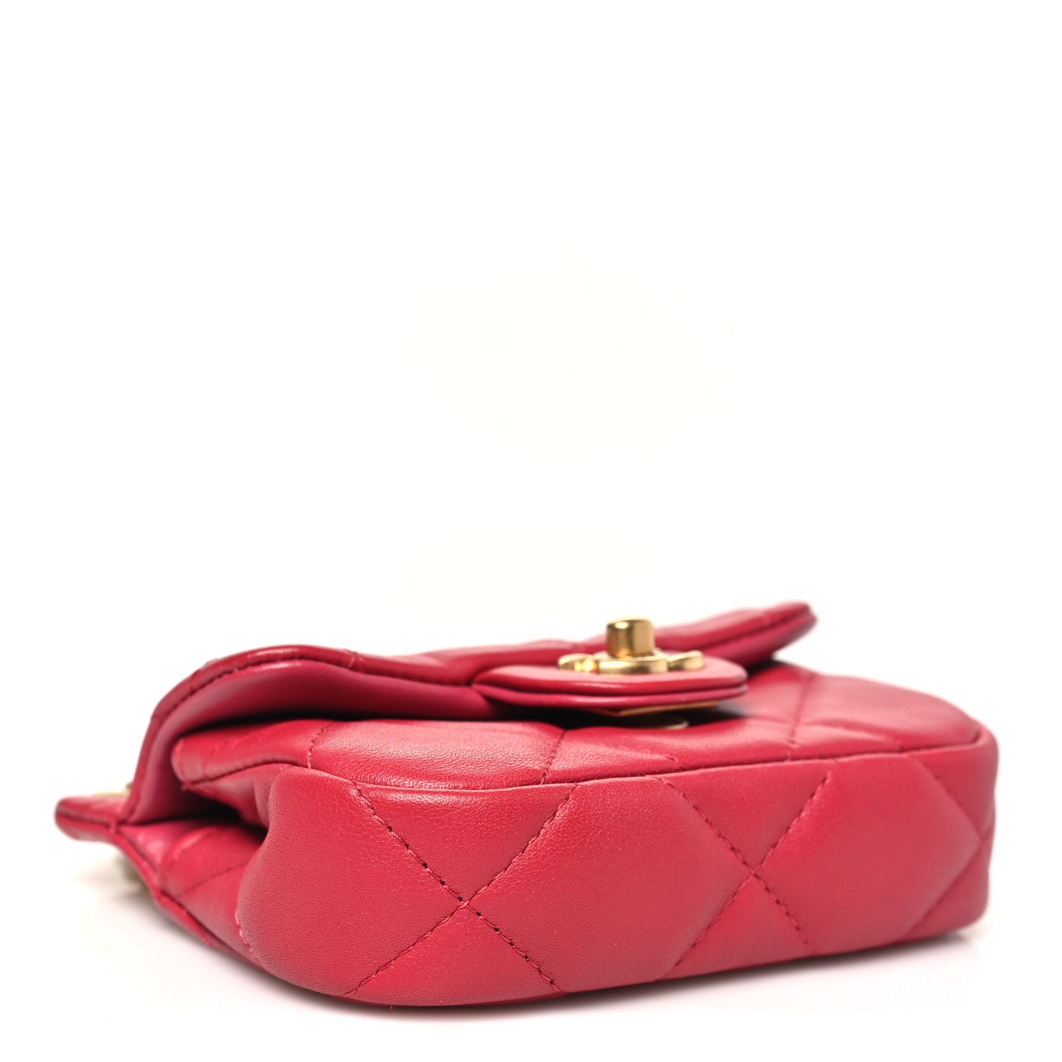Chanel Calfskin Quilted Lady Handle Flap Card Holder With Chain Dark Pink 4 of 12