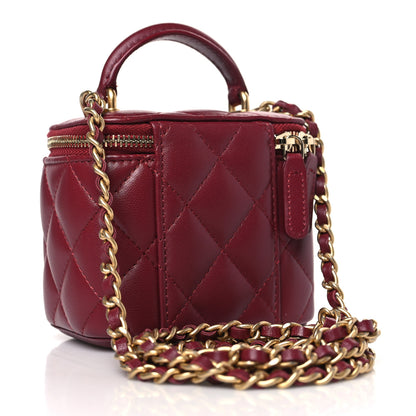 Chanel Lambskin Quilted Mini Top Handle Vanity Case With Chain Burgundy 3 of 9