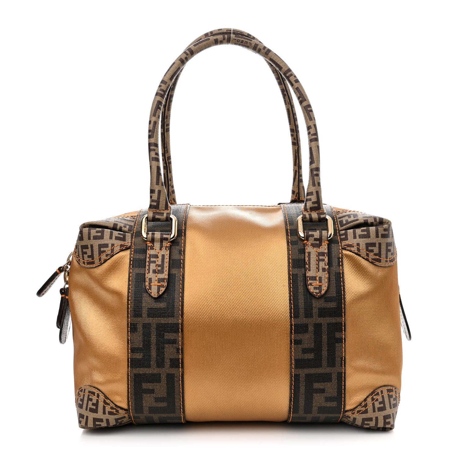 Fendi Zucca Zucchino Mixed Media B Mix Tote Tobacco Gold 1 of 15