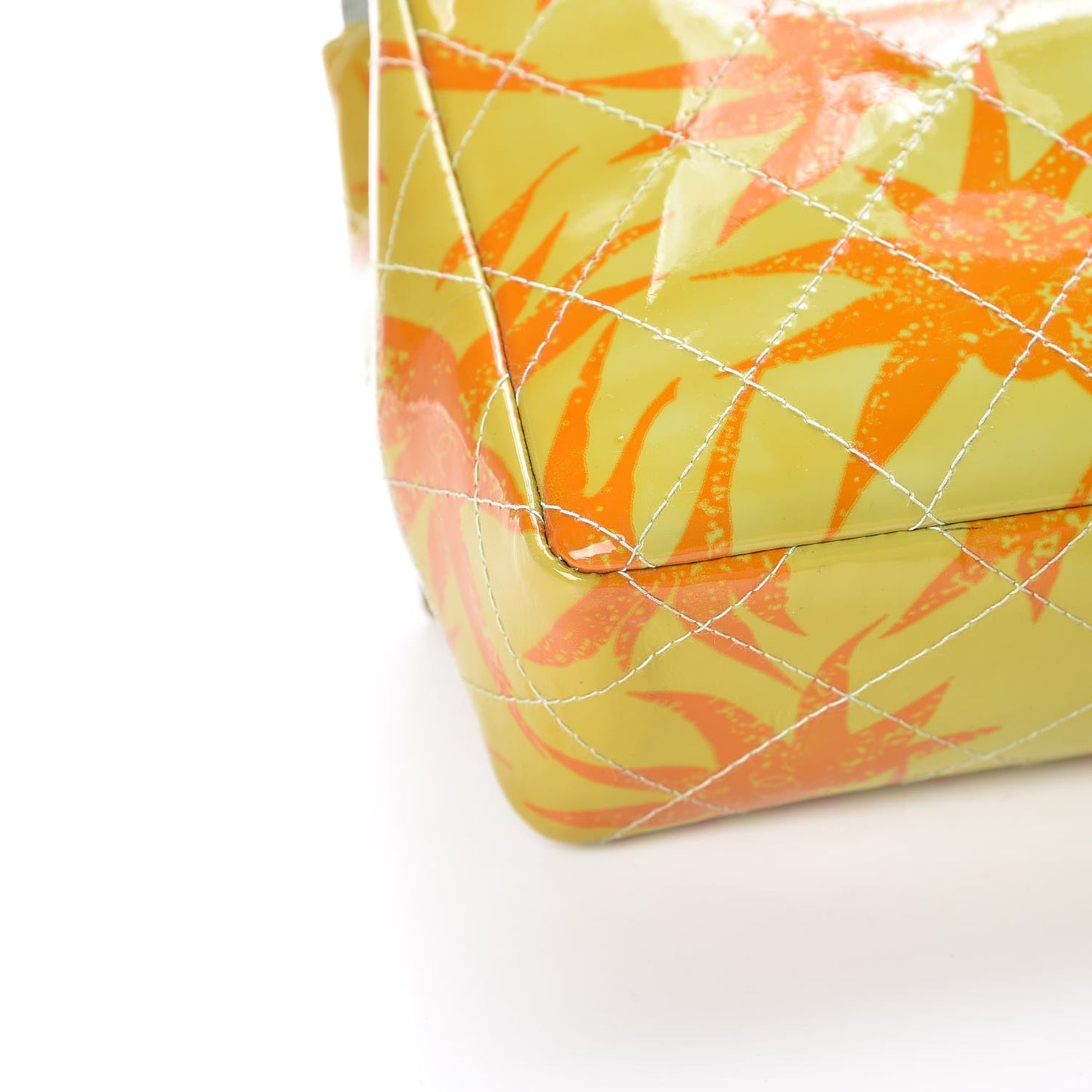 Patent Quilted Floral Printed 2.55 Reissue 225 Flap Green