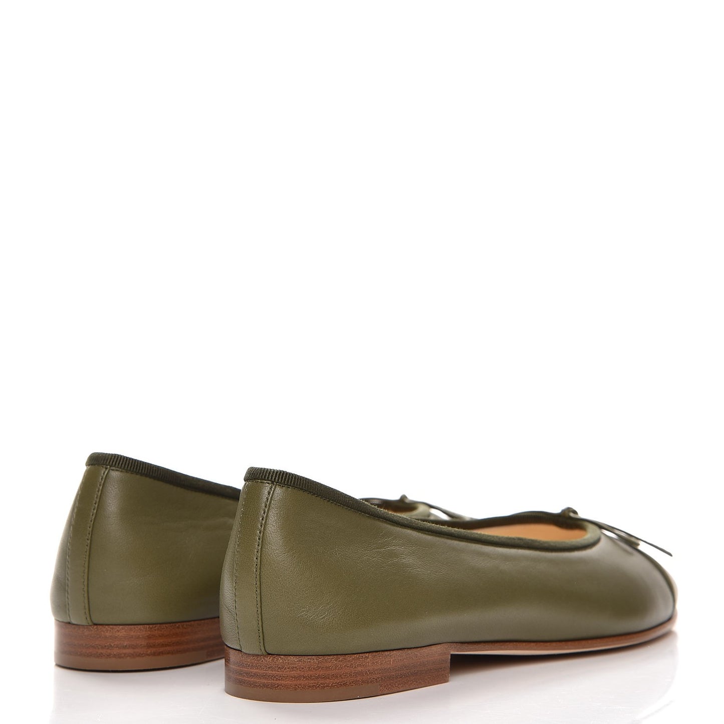 Lambskin Cap Toe Ballerina Flats 38 Green