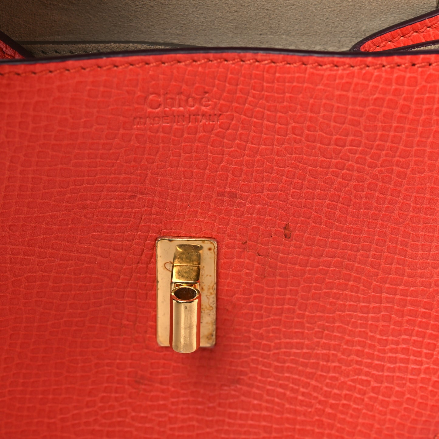 Grained Calfskin Lambskin Mini Drew Shoulder Bag Coral Pop