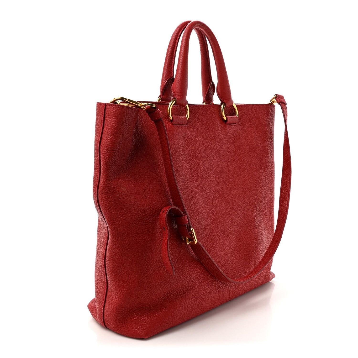Prada Vitello Daino Shopping Tote Fuoco 3 of 17