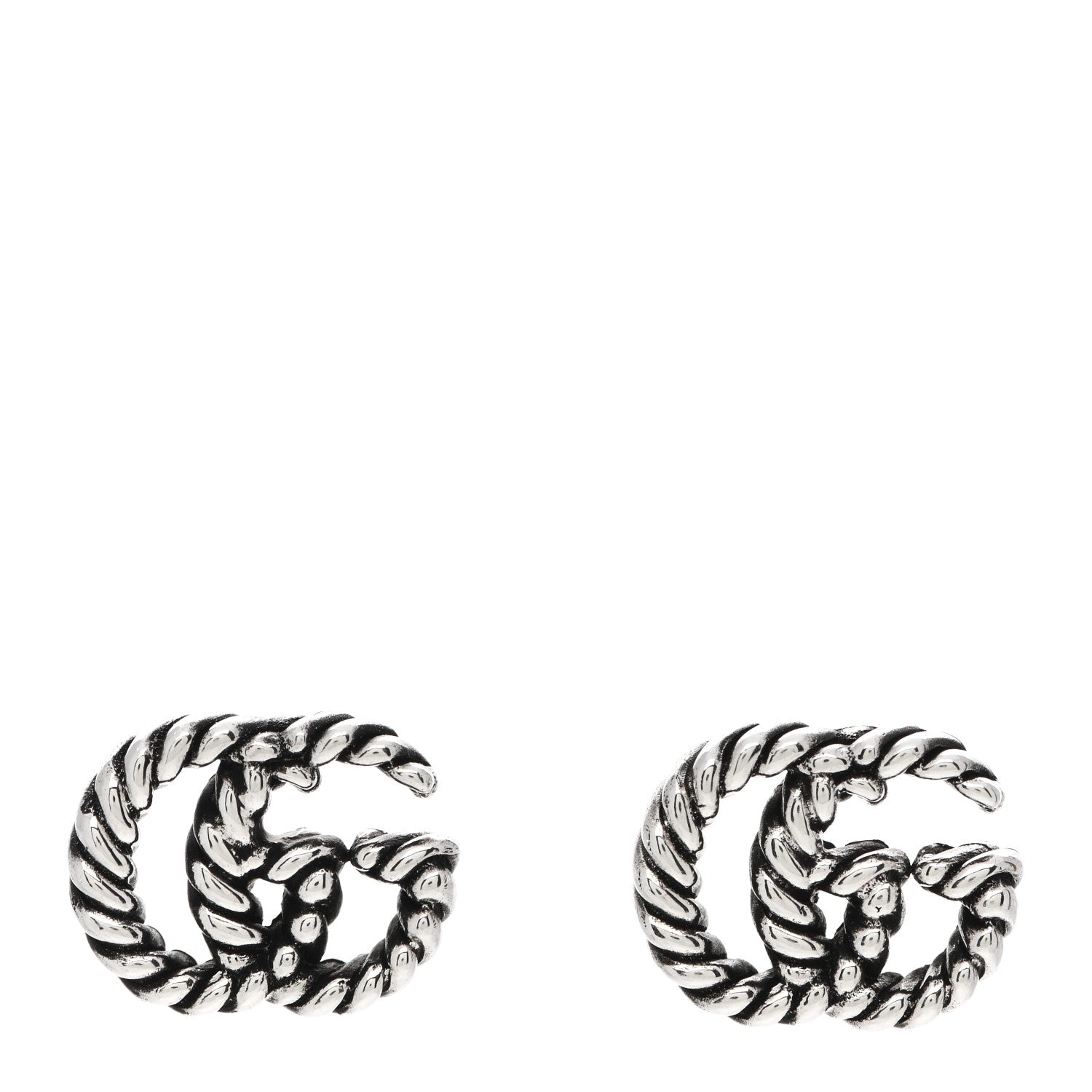 Gucci Sterling Silver Torchon Double G Earrings 1 of 5