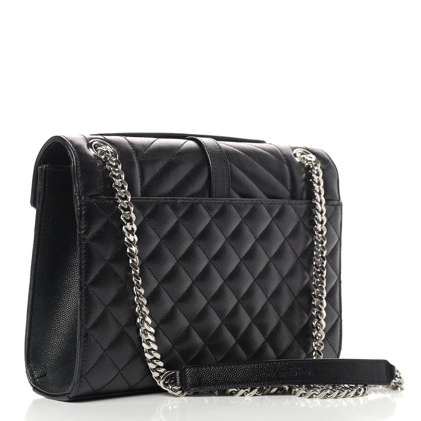 Grain De Poudre Textured Mixed Matelasse Triquilt Medium Monogram Satchel Black