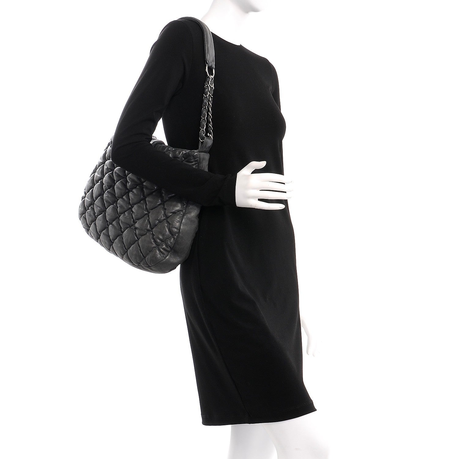 Chanel Calfskin Bubble Quilt Hobo Grey 2 of 7