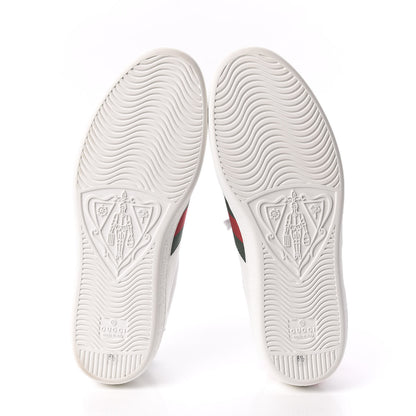 Gucci Miro Soft Calfskin Laminated Ayers Web Bee Embroidered Mens Ace Sneakers 8.5 White Red Flame Green 5 of 8