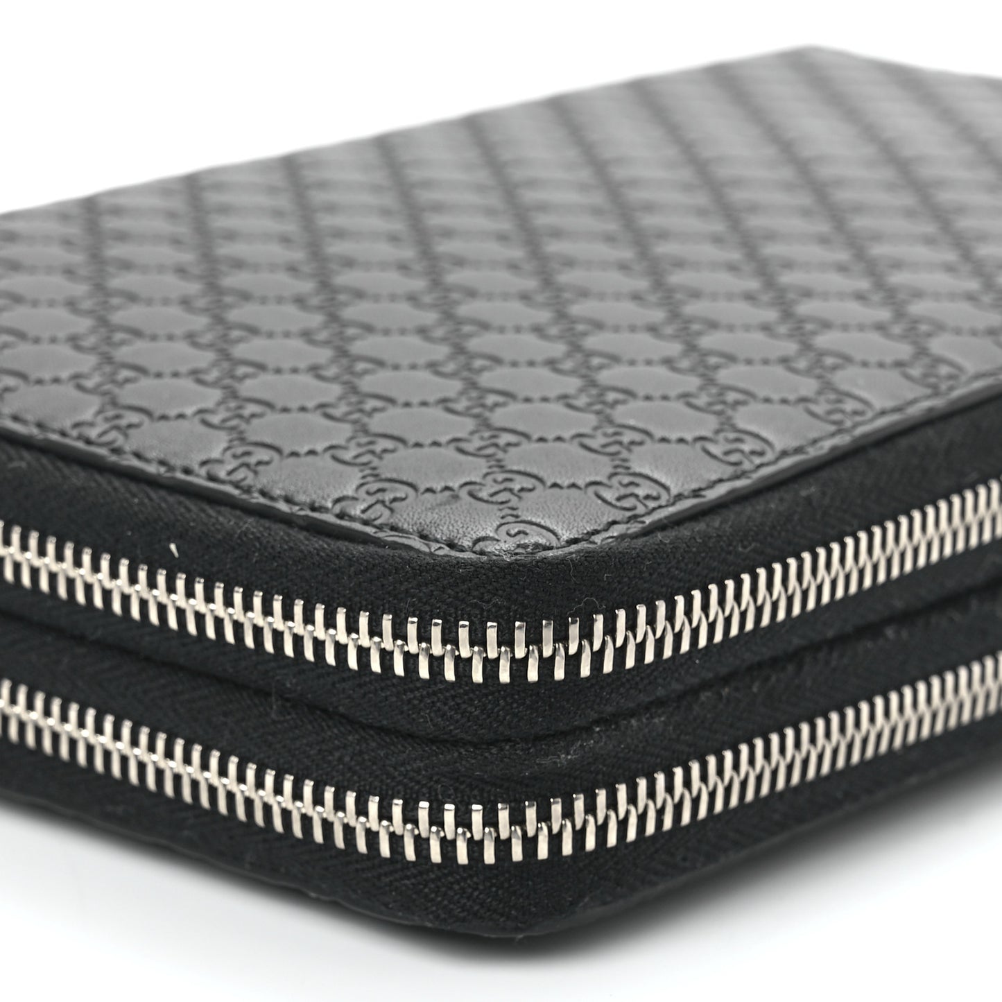 Soft Microguccissima Zip Around Top Handle Travel Wallet Carbon