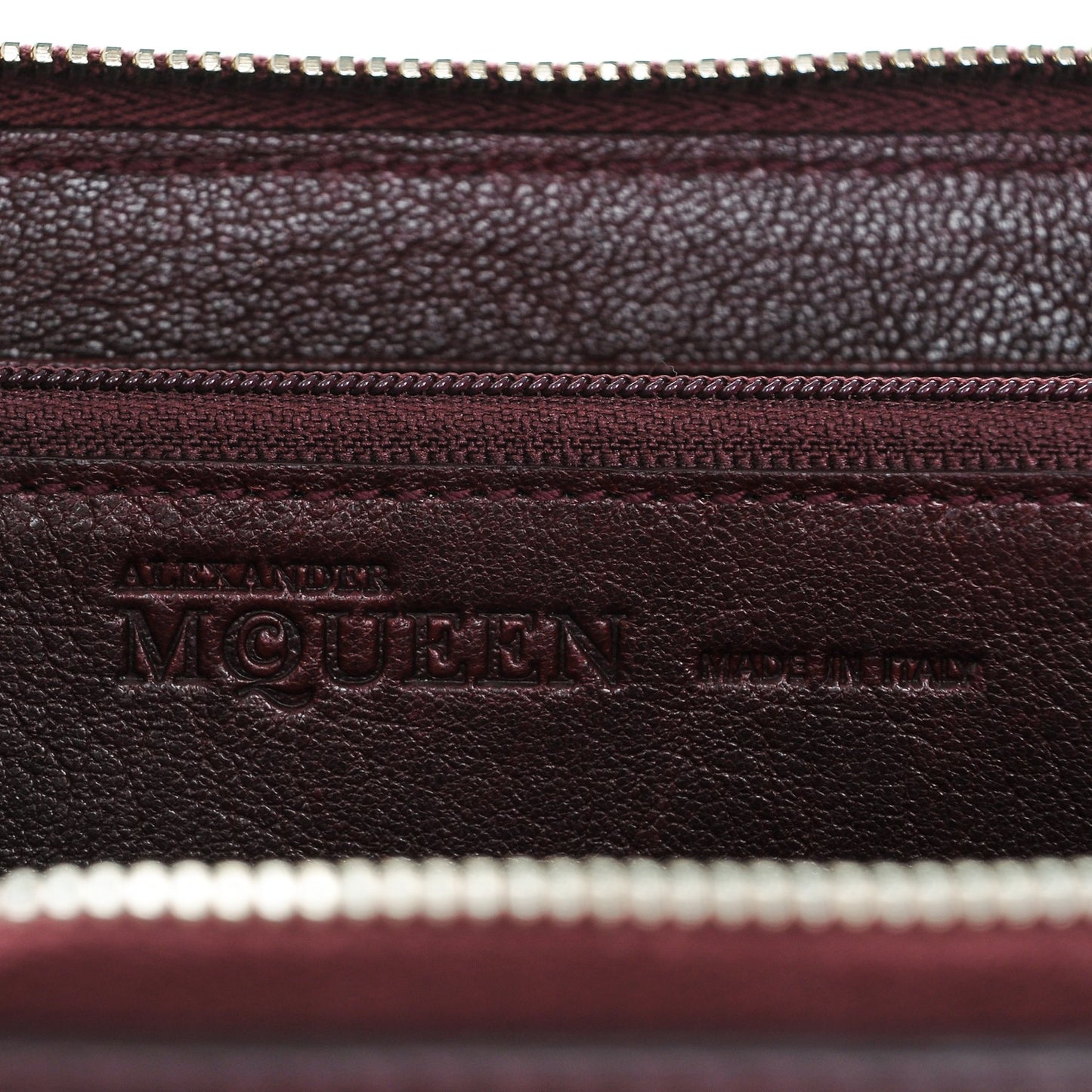 Calfskin Skull Continental Zip Wallet Oxblood