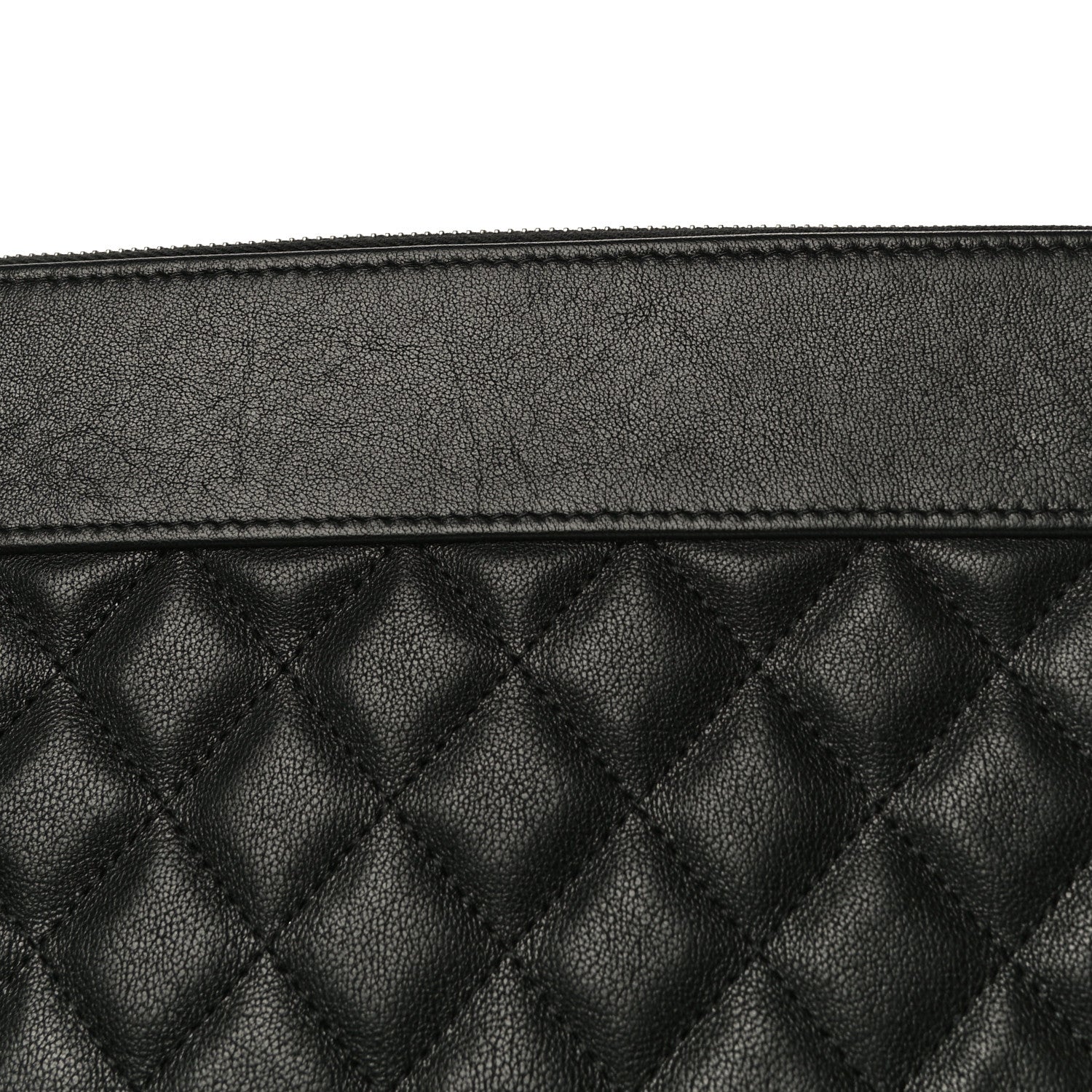 Chanel Sheepskin Quilted Medium Vintage Mademoiselle Cosmetic Case Black 13 of 14
