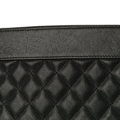 Chanel Sheepskin Quilted Medium Vintage Mademoiselle Cosmetic Case Black 13 of 14
