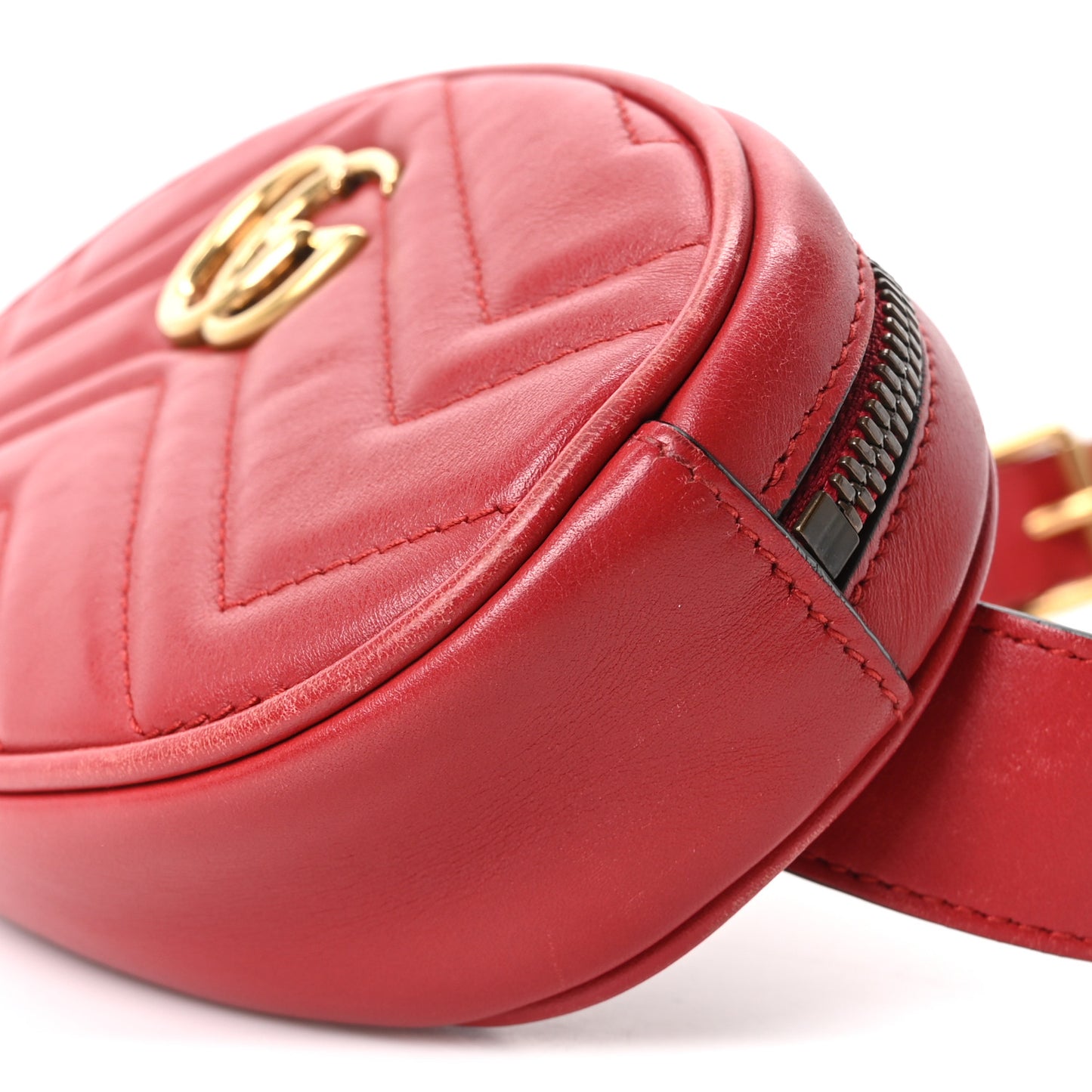 Calfskin Matelasse GG Marmont Belt Bag 85 34 Hibiscus Red